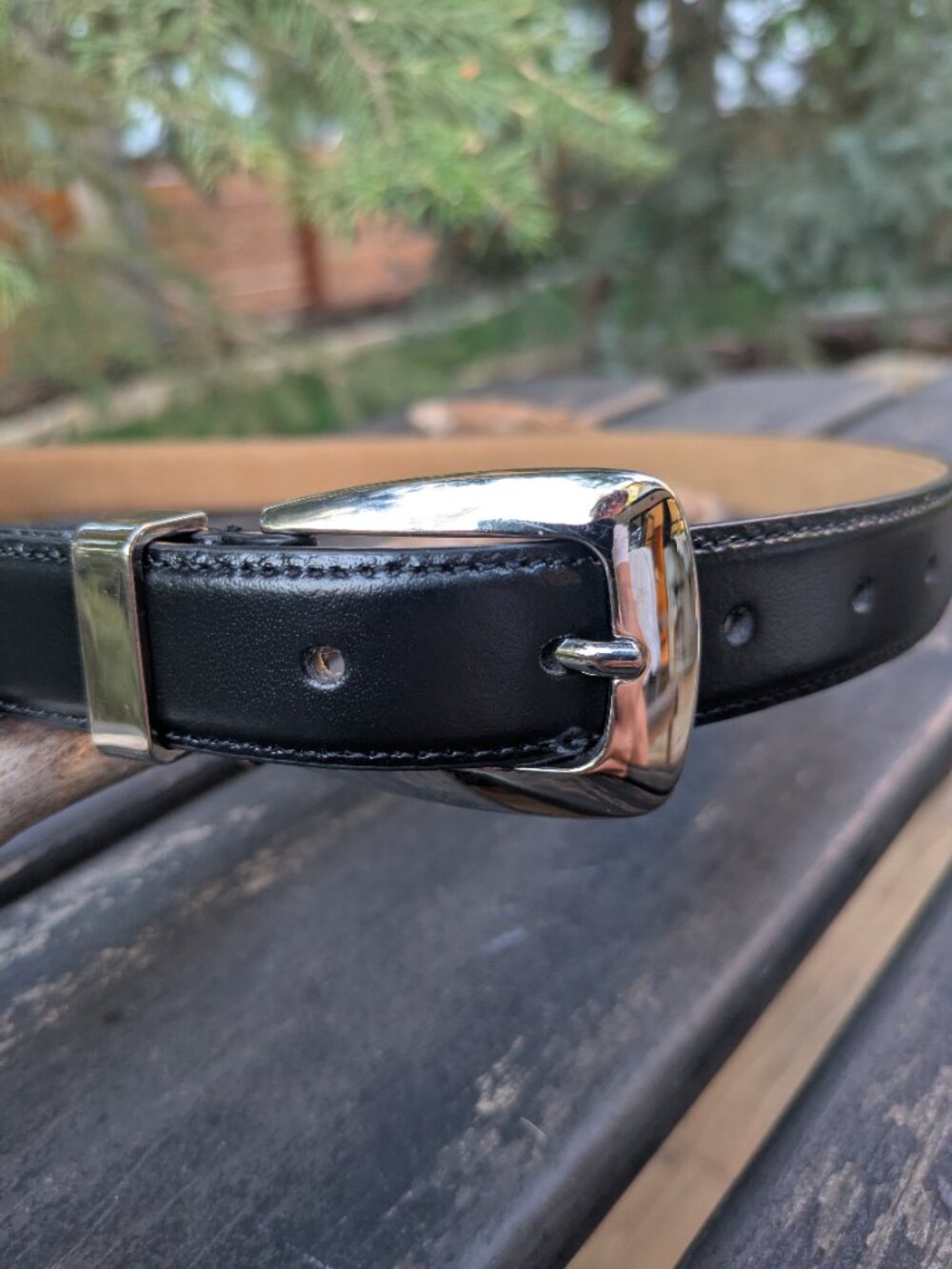 Abercrombie & Fitch Women's Western Black Leather Belt Silver Hardware XXS/XS.